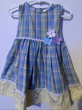 Blueberi Boulevard Plaid Dress with Blue, Green, Lavender and Cream Accents
